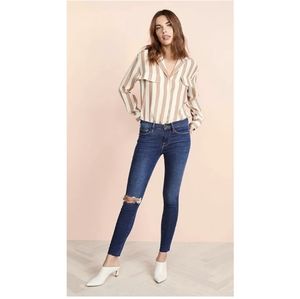 FRAME LE SKINNY DE JEANNE DISTRESSED RAW HEM IN JOLIE JEANS SIZE 27
